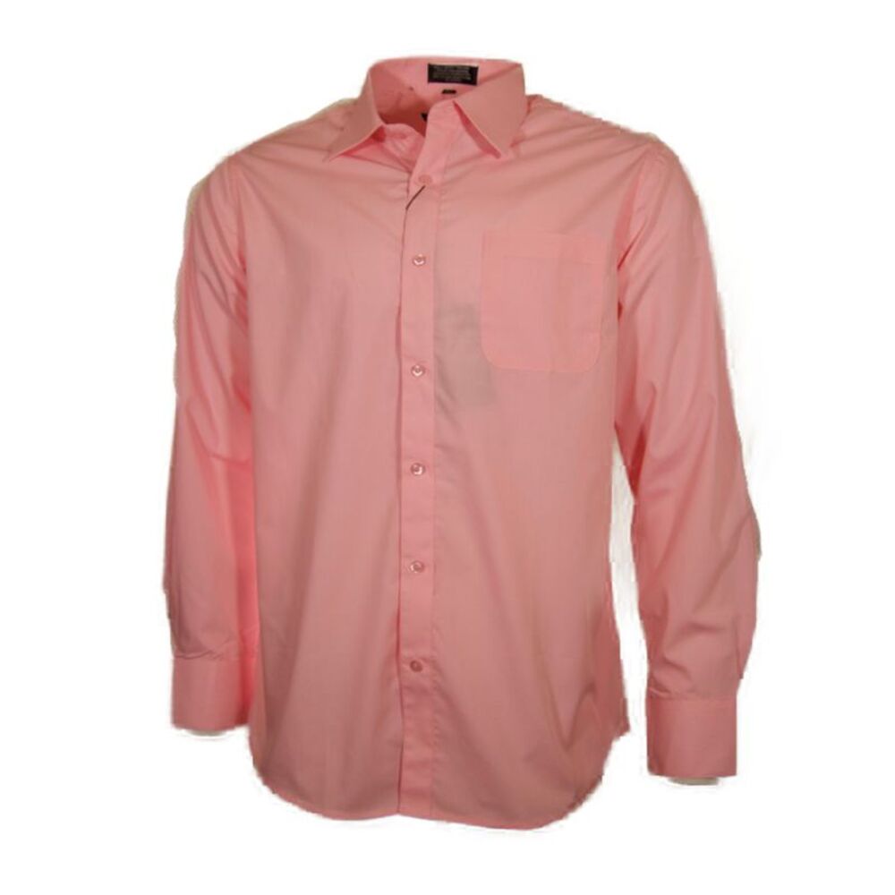 Men's Dress Shirt Long Sleeve Button Up Solid Formal Front Pocket Classic Shirt
